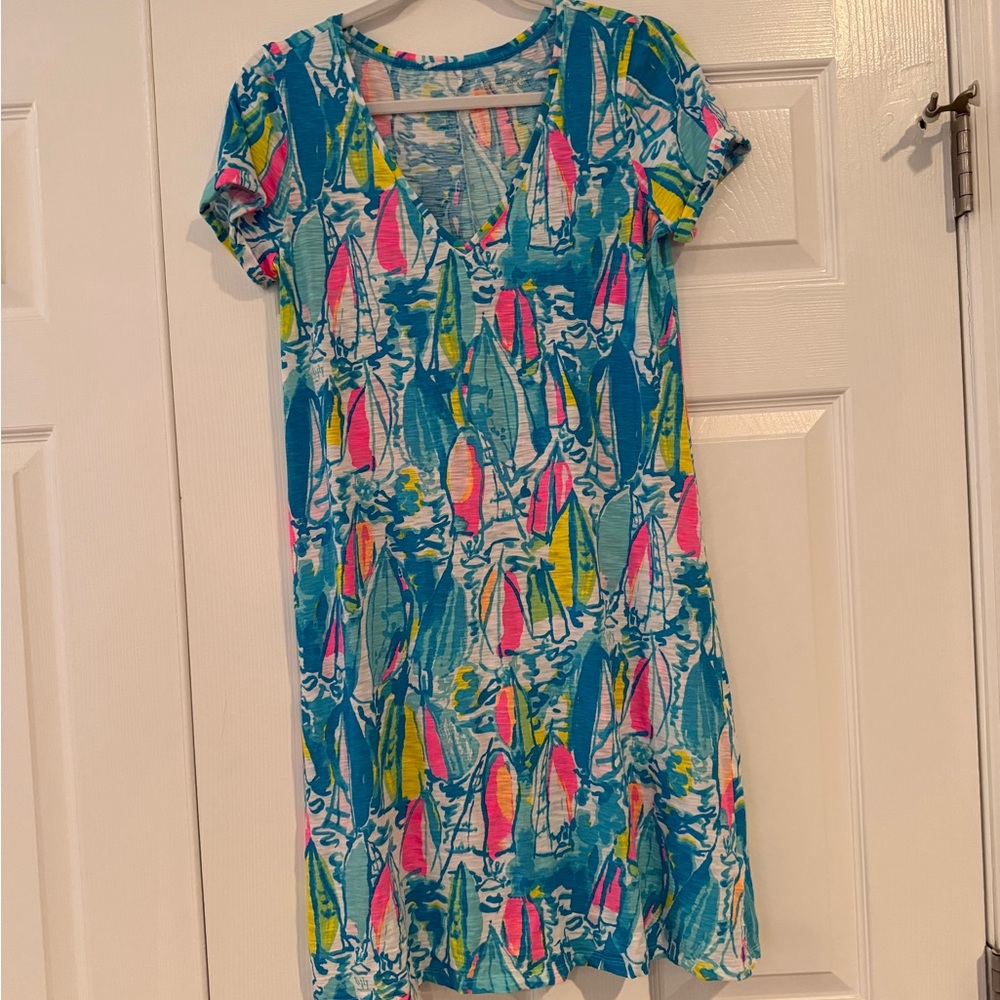 Lilly Pulitzer Jessica short sleeve dress Beach and Bae Sailboat - Picture 1 of 5